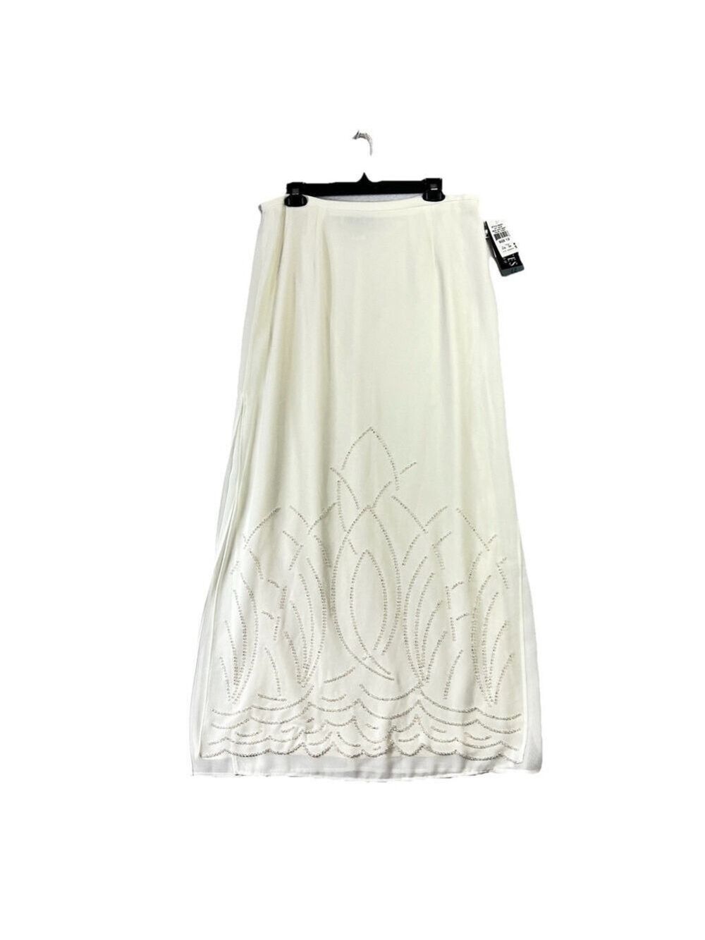 Vintage JR Nites Maxi Skirt Beaded Sz 12 Ivory Church Fairy Grunge Cocktail